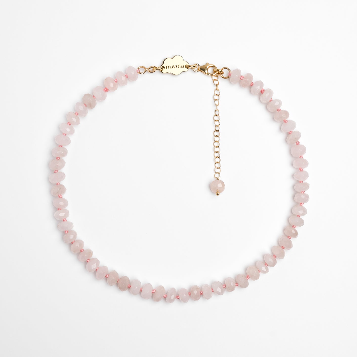 Rose quartz rondelle necklace