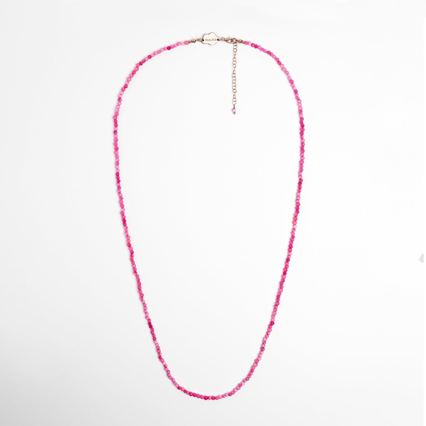 Long pink agate necklace