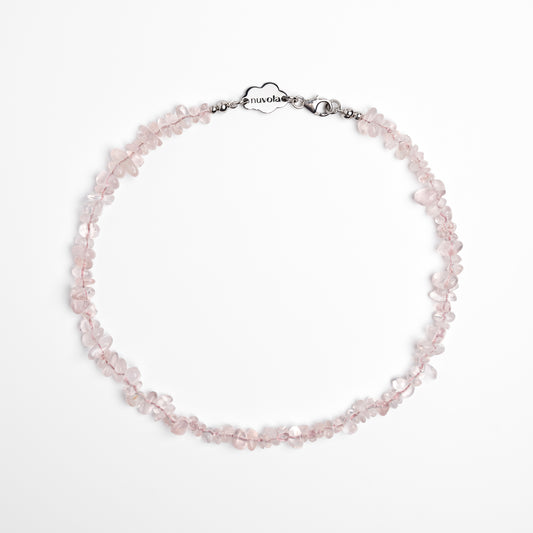 Rose quartz chip necklace