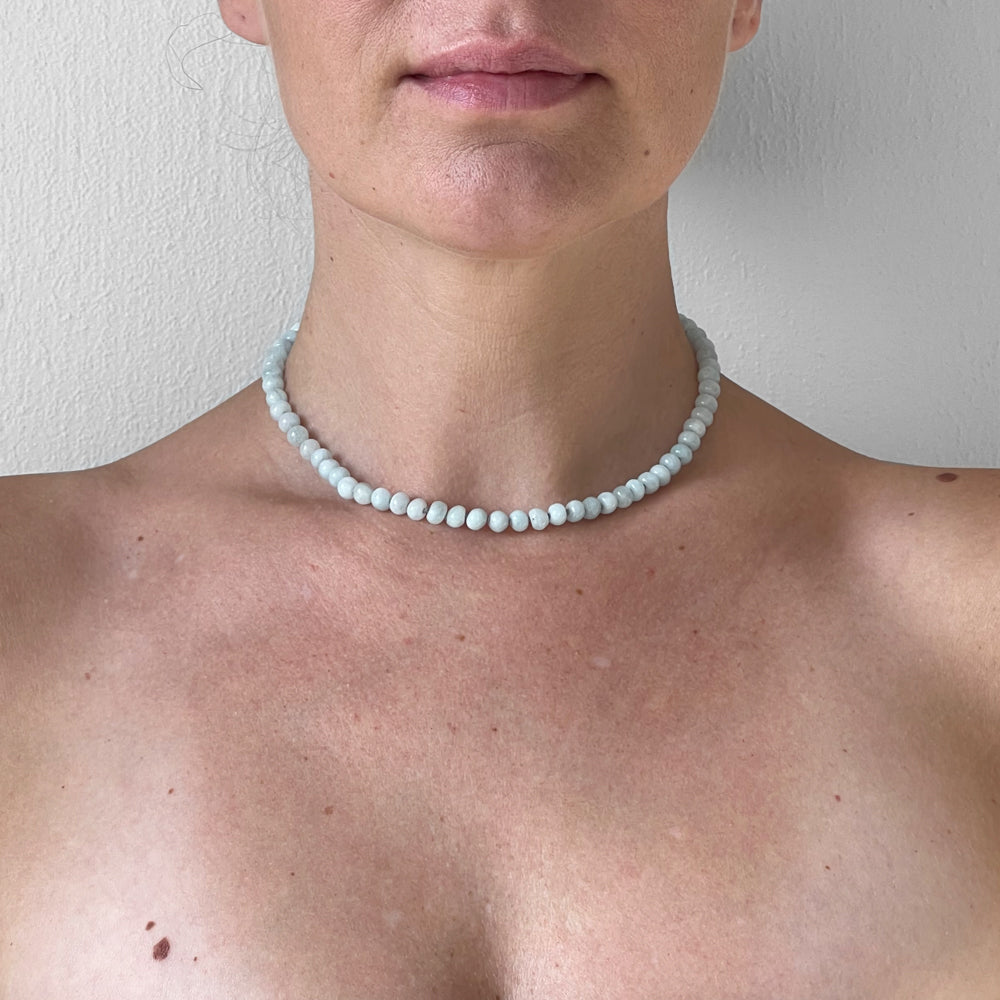 Aquamarine rondelle necklace