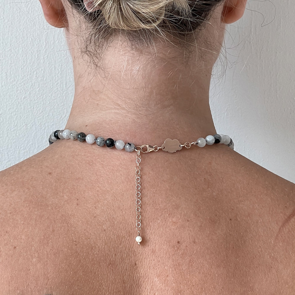 Tourmalinated quartz necklace